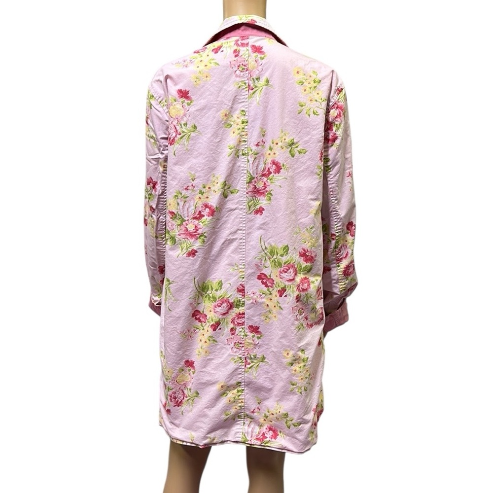 Vintage Pink Floral Reversible Button Flap Pockets Collared Jacket Coat Size XL - Picture 7 of 16